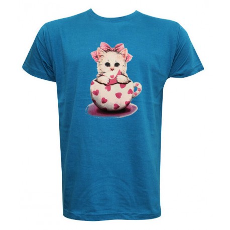 CAMISETA GATITO TAZA