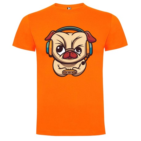 CAMISETA NARANJA PERRO CASCOS