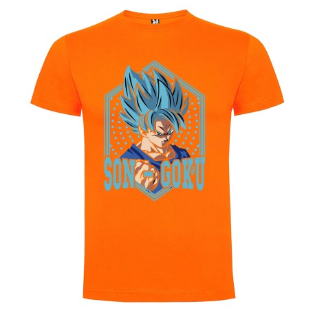 CAMISETA NARANJA ADULTO PELO AZUL