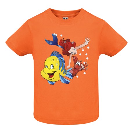 CAMISETA INFANTIL NARANJA SIRENA PEZ