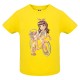 CAMISETA INFANTIL AMARILLA CHICA BICICLETA
