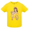 CAMISETA INFANTIL AMARILLA CHICA BICICLETA