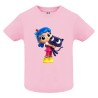 CAMISETA INFANTIL ROSA MUÑECA GATO