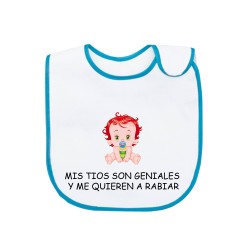 BABERO AZUL MIS TIOS SON GENIALES Y ME QUIEREN A RABIAR