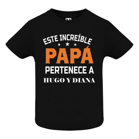 CAMISETA ADULTO NEGRA ESTE PAPÁ INCREÍBLE PERTENECE A