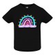 CAMISETA ADULTO NEGRA ARCOIRIS CORAZONES