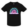 CAMISETA ADULTO NEGRA ARCOIRIS CORAZONES