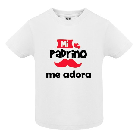 CAMISETA BEBÉ BLANCA MI PADRINO ME ADORA