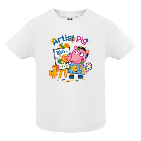 CAMISETA BEBÉ BLANCA ARTIST PIG