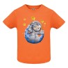 CAMISETA INFANTIL NARANJA ASTRONAUTA LUNA