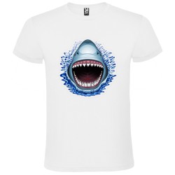 CAMISETA INFANTIL BLANCA TIBURÓN HAMBRIENTO