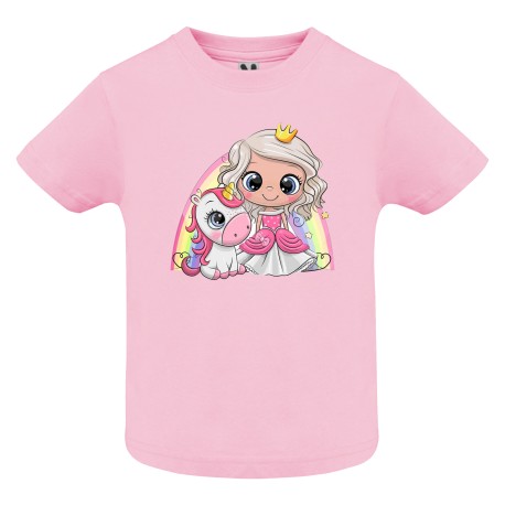 CAMISETA INFANTIL ROSA PRINCESA UNICORNIO
