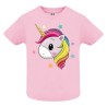 CAMISETA INFANTIL ROSA CARA UNICORNIO