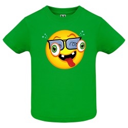 CAMISETA ADULTO VERDE EMOTICONO OJOS SALTONES