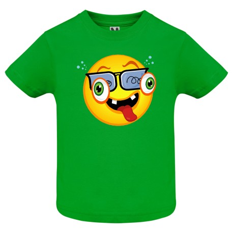 CAMISETA ADULTO VERDE EMOTICONO OJOS SALTONES
