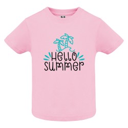 CAMISETA INFANTIL ROSA HELLO SUMMER