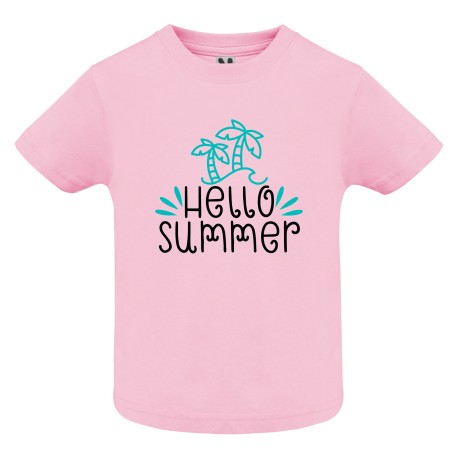CAMISETA INFANTIL ROSA HELLO SUMMER