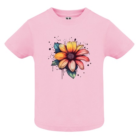 CAMISETA INFANTIL ROSA FLOR